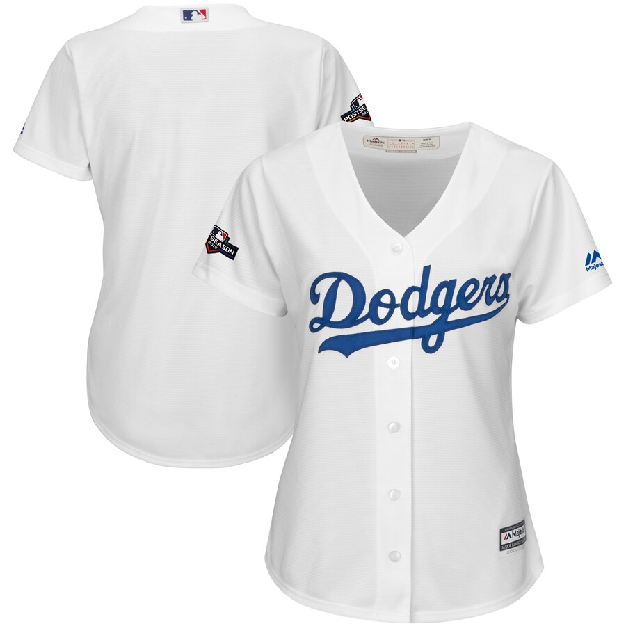 Los Angeles Dodgers Majestic Women's 2019 Postseason Home Official Cool Base Team Jersey White Los Angeles Dodgers Majestic Women's 2019 Postseason Home Official Cool Base Team Jersey White