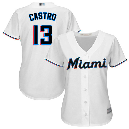 Marlins #13 Starlin Castro White Home Women's Stitched MLB Jersey Marlins #13 Starlin Castro White Home Women's Stitched MLB Jersey