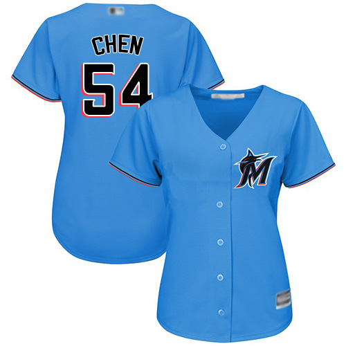 Marlins #54 Wei-Yin Chen Blue Alternate Women's Stitched MLB Jersey Marlins #54 Wei-Yin Chen Blue Alternate Women's Stitched MLB Jersey
