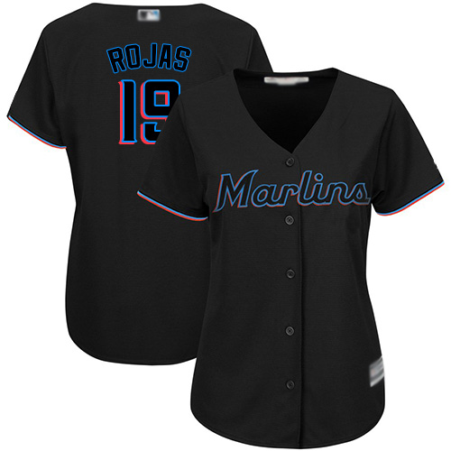 Marlins #19 Miguel Rojas Black Alternate Women's Stitched MLB Jersey Marlins #19 Miguel Rojas Black Alternate Women's Stitched MLB Jersey