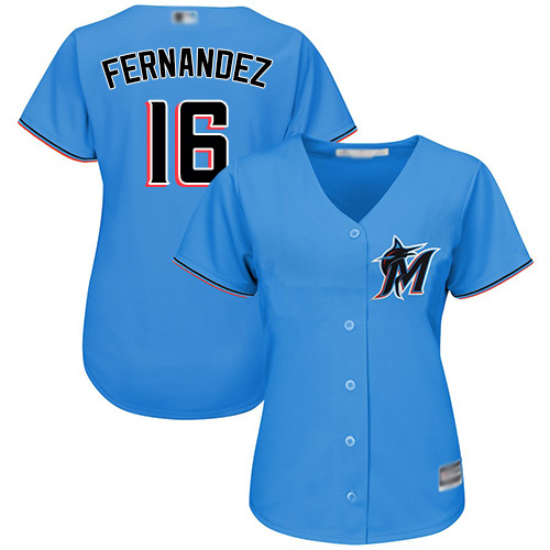 Marlins #16 Jose Fernandez Blue Alternate Women's Stitched MLB Jersey