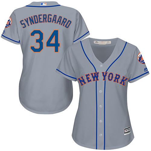 Mets #34 Noah Syndergaard Grey Road Women's Stitched MLB Jersey Mets #34 Noah Syndergaard Grey Road Women's Stitched MLB Jersey