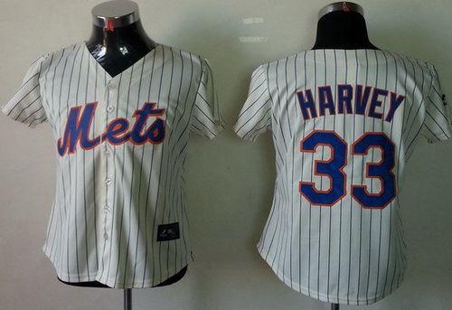 Mets #33 Matt Harvey Cream(Blue Strip) Women's Fashion Stitched MLB Jersey Mets #33 Matt Harvey Cream(Blue Strip) Women's Fashion Stitched MLB Jersey