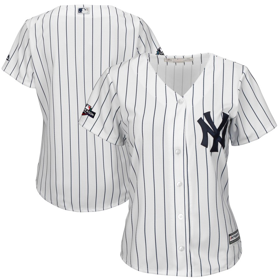 New York Yankees Majestic Women's 2019 Postseason Official Cool Base Player Jersey White Navy New York Yankees Majestic Women's 2019 Postseason Official Cool Base Player Jersey White Navy