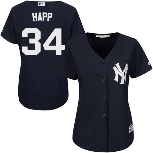 Yankees #34 J.A. Happ Navy Blue Alternate Women's Stitched MLB Jersey Yankees #34 J.A. Happ Navy Blue Alternate Women's Stitched MLB Jersey