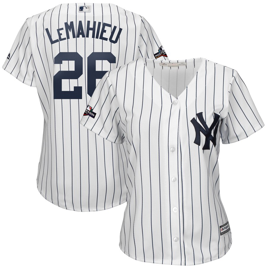 New York Yankees #26 DJ LeMahieu Majestic Women's 2019 Postseason Official Cool Base Player Jersey White Navy New York Yankees #26 DJ LeMahieu Majestic Women's 2019 Postseason Official Cool Base Player Jersey White Navy