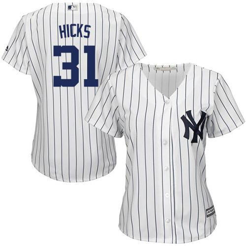 Yankees #31 Aaron Hicks White Strip Home Women's Stitched MLB Jersey Yankees #31 Aaron Hicks White Strip Home Women's Stitched MLB Jersey