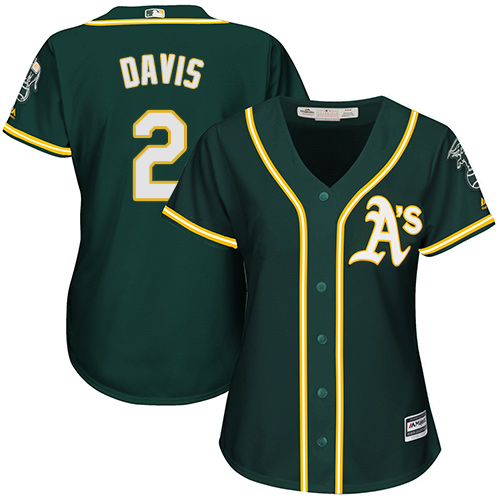 Athletics #2 Khris Davis Green Alternate Women's Stitched MLB Jersey