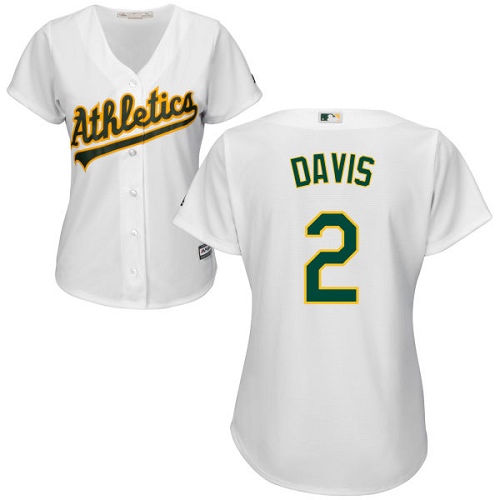 Athletics #2 Khris Davis White Home Women's Stitched MLB Jersey