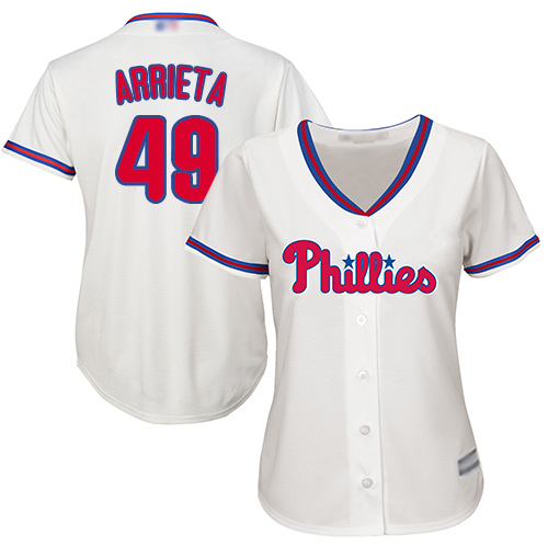 Phillies #49 Jake Arrieta Cream Alternate Women's Stitched MLB Jersey Phillies #49 Jake Arrieta Cream Alternate Women's Stitched MLB Jersey