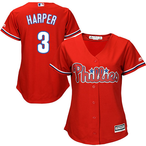 Phillies #3 Bryce Harper Red Alternate Women's Stitched MLB Jersey Phillies #3 Bryce Harper Red Alternate Women's Stitched MLB Jersey