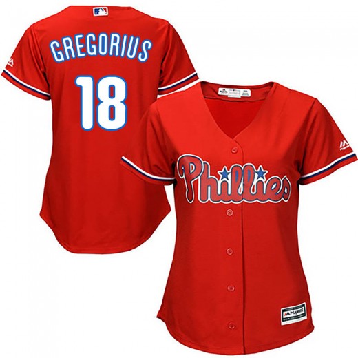 Phillies #18 Didi Gregorius Red Alternate Women's Stitched MLB Jersey