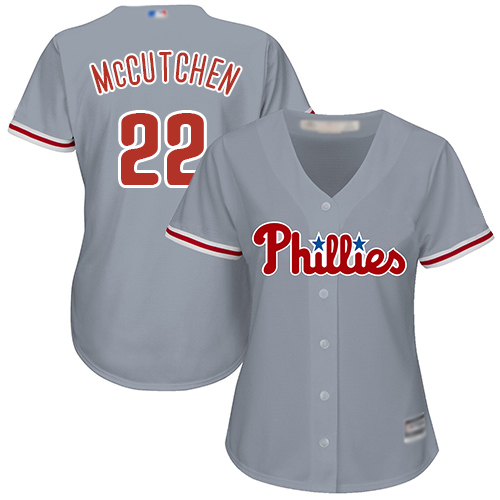 Phillies #22 Andrew McCutchen Grey Road Women's Stitched MLB Jersey Phillies #22 Andrew McCutchen Grey Road Women's Stitched MLB Jersey