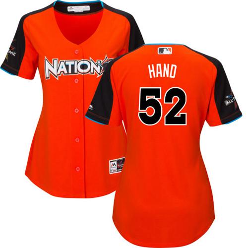 Padres #52 Brad Hand Orange 2017 All-Star National League Women's Stitched MLB Jersey