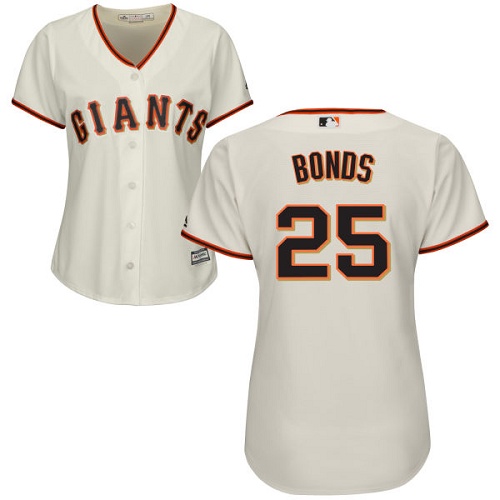 Giants #25 Barry Bonds Cream Home Women's Stitched MLB Jersey