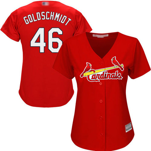 Cardinals #46 Paul Goldschmidt Red Alternate Women's Stitched MLB Jersey