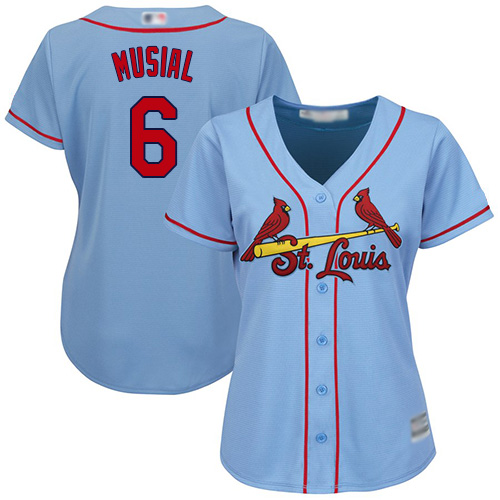 Cardinals #6 Stan Musial Light Blue Alternate Women's Stitched MLB Jersey Cardinals #6 Stan Musial Light Blue Alternate Women's Stitched MLB Jersey
