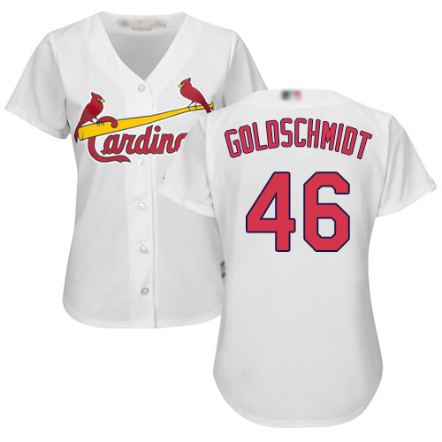 Cardinals #46 Paul Goldschmidt White Home Women's Stitched MLB Jersey Cardinals #46 Paul Goldschmidt White Home Women's Stitched MLB Jersey