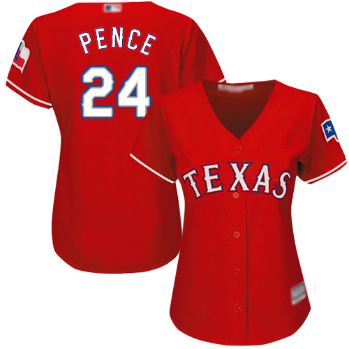 Rangers #24 Hunter Pence Red Alternate Women's Stitched MLB Jersey Rangers #24 Hunter Pence Red Alternate Women's Stitched MLB Jersey