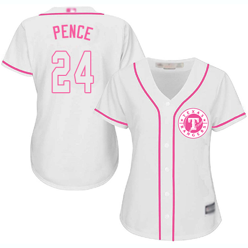 Rangers #24 Hunter Pence White/Pink Fashion Women's Stitched MLB Jersey Rangers #24 Hunter Pence White/Pink Fashion Women's Stitched MLB Jersey