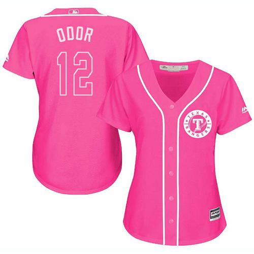Rangers #12 Rougned Odor Pink Fashion Women's Stitched MLB Jersey Rangers #12 Rougned Odor Pink Fashion Women's Stitched MLB Jersey