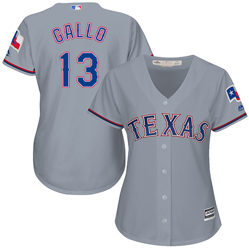 Rangers #13 Joey Gallo Grey Road Women's Stitched MLB Jersey