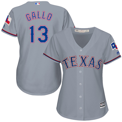 Rangers #13 Joey Gallo Grey Road Women's Stitched MLB Jersey Rangers #13 Joey Gallo Grey Road Women's Stitched MLB Jersey