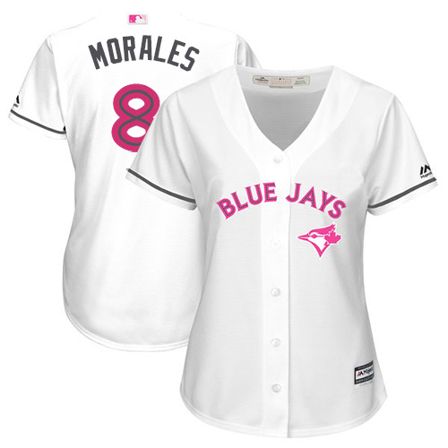 Blue Jays #8 Kendrys Morales White Mother's Day Cool Base Women's Stitched MLB Jersey Blue Jays #8 Kendrys Morales White Mother's Day Cool Base Women's Stitched MLB Jersey