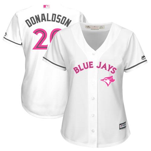 Blue Jays #20 Josh Donaldson White Mother's Day Cool Base Women's Stitched MLB Jersey Blue Jays #20 Josh Donaldson White Mother's Day Cool Base Women's Stitched MLB Jersey