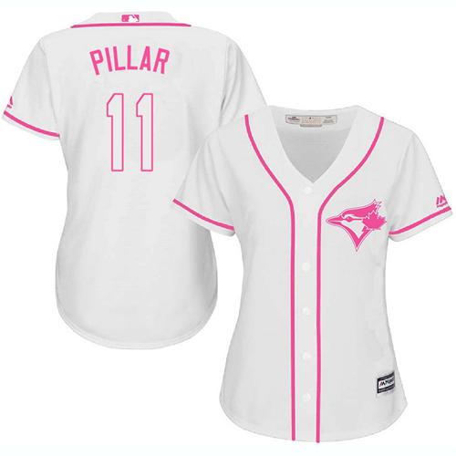 Blue Jays #11 Kevin Pillar White/Pink Fashion Women's Stitched MLB Jersey Blue Jays #11 Kevin Pillar White/Pink Fashion Women's Stitched MLB Jersey