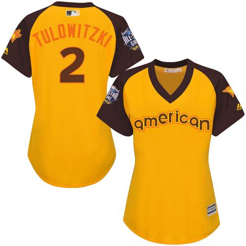 Blue Jays #2 Troy Tulowitzki Gold 2016 All-Star American League Women's Stitched MLB Jersey Blue Jays #2 Troy Tulowitzki Gold 2016 All-Star American League Women's Stitched MLB Jersey