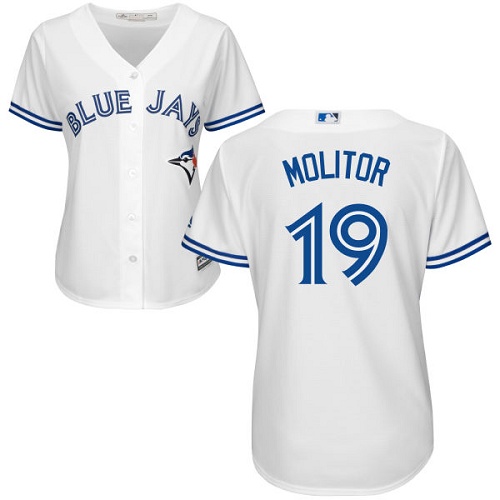 Blue Jays #19 Paul Molitor White Home Women's Stitched MLB Jersey Blue Jays #19 Paul Molitor White Home Women's Stitched MLB Jersey