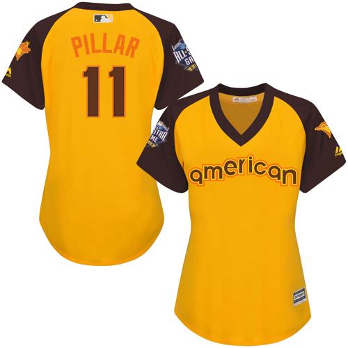 Blue Jays #11 Kevin Pillar Gold 2016 All-Star American League Women's Stitched MLB Jersey Blue Jays #11 Kevin Pillar Gold 2016 All-Star American League Women's Stitched MLB Jersey