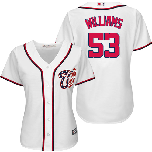 Nationals #53 Austen Williams White Home Women's Stitched MLB Jersey