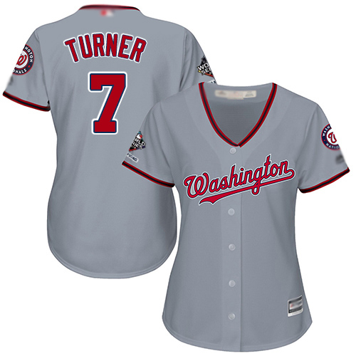 Nationals #7 Trea Turner Grey Road 2019 World Series Champions Women's Stitched MLB Jersey Nationals #7 Trea Turner Grey Road 2019 World Series Champions Women's Stitched MLB Jersey