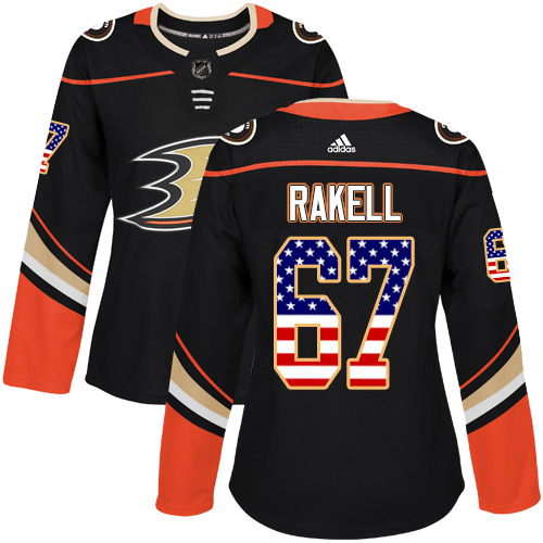 Adidas Ducks #67 Rickard Rakell Black Home Authentic USA Flag Women's Stitched NHL Jersey Adidas Ducks #67 Rickard Rakell Black Home Authentic USA Flag Women's Stitched NHL Jersey