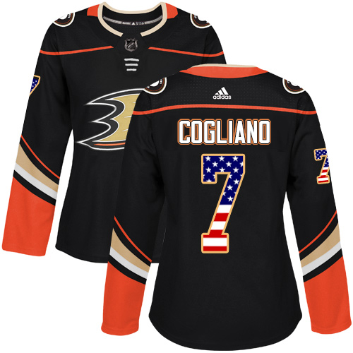Adidas Ducks #7 Andrew Cogliano Black Home Authentic USA Flag Women's Stitched NHL Jersey Adidas Ducks #7 Andrew Cogliano Black Home Authentic USA Flag Women's Stitched NHL Jersey