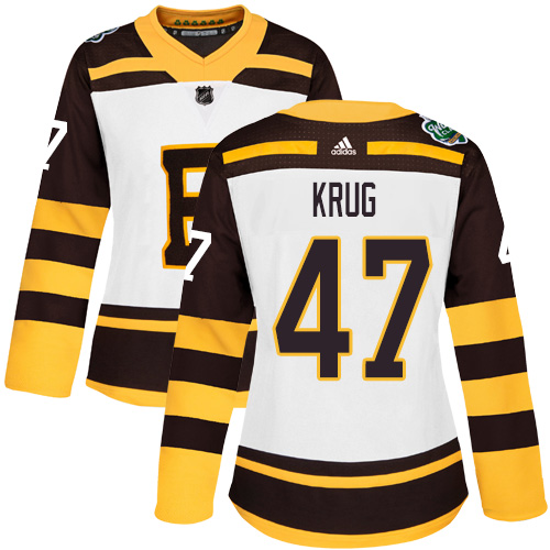 Adidas Bruins #47 Torey Krug White Authentic 2019 Winter Classic Women's Stitched NHL Jersey