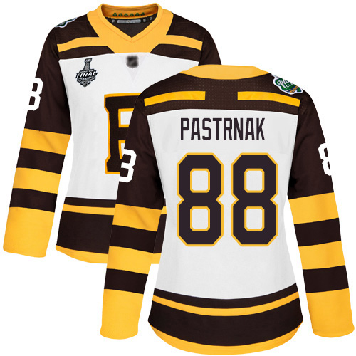 Adidas Bruins #88 David Pastrnak White Authentic 2019 Winter Classic Stanley Cup Final Bound Women's Stitched NHL Jersey