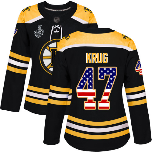 Adidas Bruins #47 Torey Krug Black Home Authentic USA Flag Stanley Cup Final Bound Women's Stitched NHL Jersey Adidas Bruins #47 Torey Krug Black Home Authentic USA Flag Stanley Cup Final Bound Women's Stitched NHL Jersey