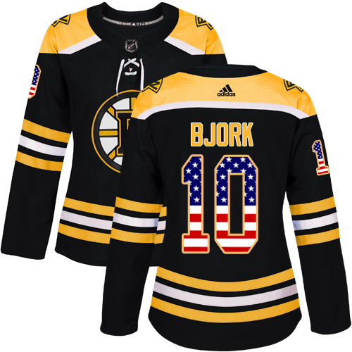 Adidas Bruins #10 Anders Bjork Black Home Authentic USA Flag Women's Stitched NHL Jersey Adidas Bruins #10 Anders Bjork Black Home Authentic USA Flag Women's Stitched NHL Jersey