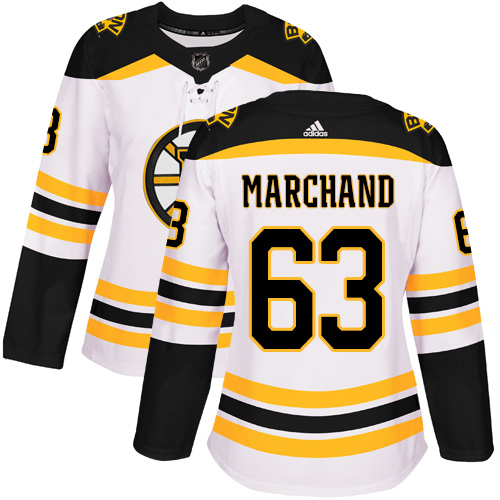 Adidas Bruins #63 Brad Marchand White Road Authentic Women's Stitched NHL Jersey Adidas Bruins #63 Brad Marchand White Road Authentic Women's Stitched NHL Jersey
