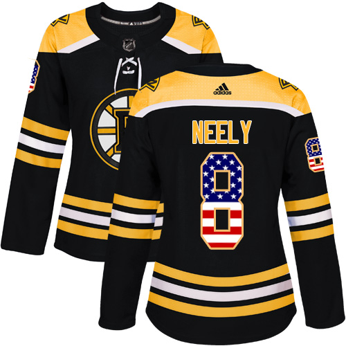 Adidas Bruins #8 Cam Neely Black Home Authentic USA Flag Women's Stitched NHL Jersey Adidas Bruins #8 Cam Neely Black Home Authentic USA Flag Women's Stitched NHL Jersey