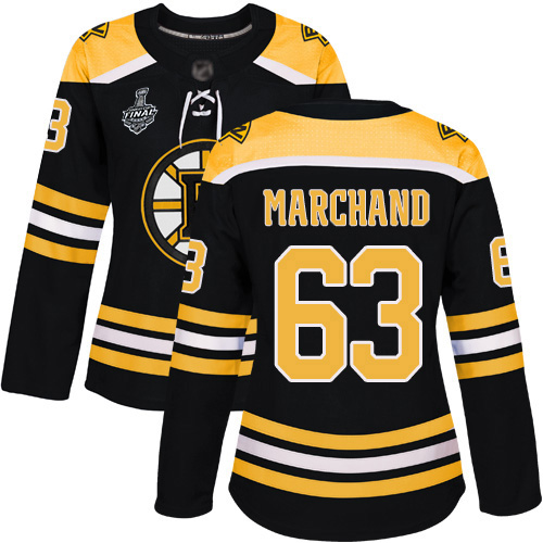 Adidas Bruins #63 Brad Marchand Black Home Authentic Stanley Cup Final Bound Women's Stitched NHL Jersey
