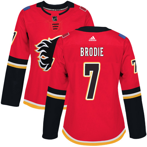 Adidas Flames #7 TJ Brodie Red Home Authentic Women's Stitched NHL Jersey Adidas Flames #7 TJ Brodie Red Home Authentic Women's Stitched NHL Jersey