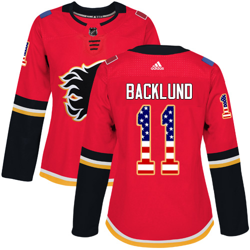 Adidas Flames #11 Mikael Backlund Red Home Authentic USA Flag Women's Stitched NHL Jersey Adidas Flames #11 Mikael Backlund Red Home Authentic USA Flag Women's Stitched NHL Jersey