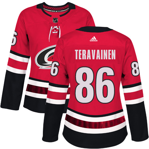 Adidas Hurricanes #86 Teuvo Teravainen Red Home Authentic Women's Stitched NHL Jersey