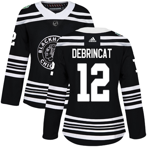 Adidas Blackhawks #12 Alex DeBrincat Black Authentic 2019 Winter Classic Women's Stitched NHL Jersey