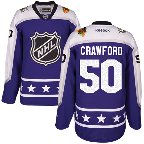 Blackhawks #50 Corey Crawford Purple 2017 All-Star Central Division Women's Stitched NHL Jersey