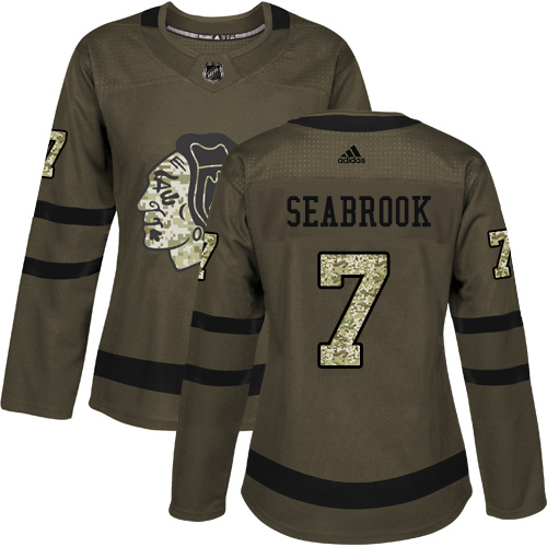 Adidas Blackhawks #7 Brent Seabrook Green Salute to Service Women's Stitched NHL Jersey Adidas Blackhawks #7 Brent Seabrook Green Salute to Service Women's Stitched NHL Jersey